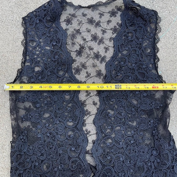 Vintage lace sheer vest preloved XS made in USA open front boho peasant festival - Picture 4 of 6